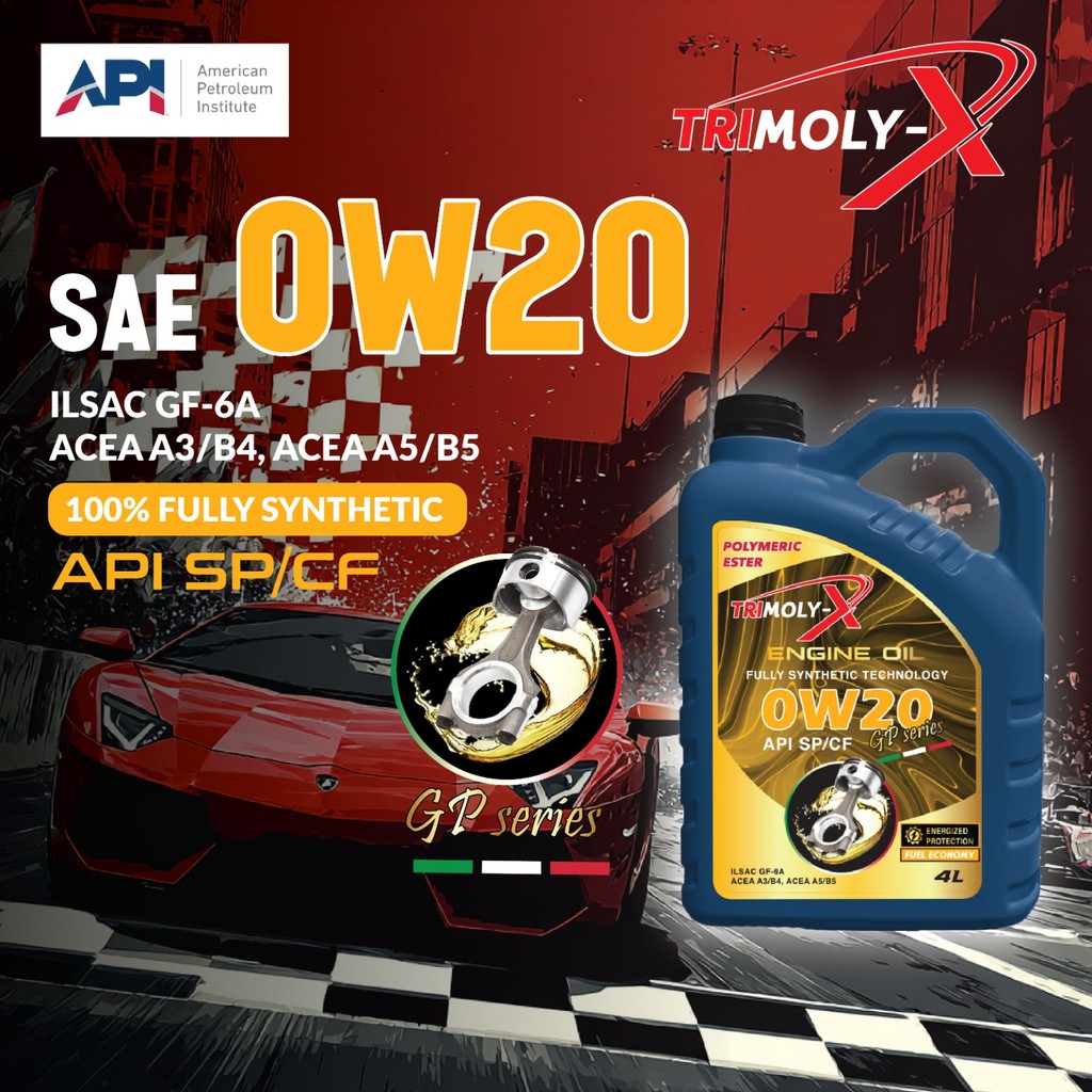 TRIMOLY-X GP SERIES 0W20 ESTER FULLY SYNTHETIC ENGINE OIL SP/CF 4L Car ...