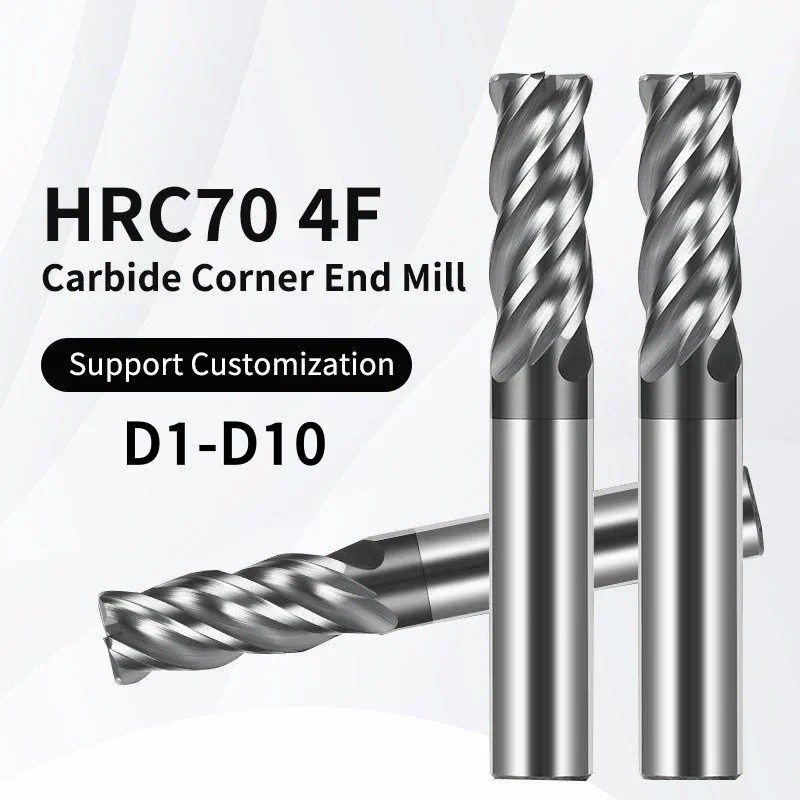 1PC HRC70 Tungsten Carbide Corner Radius Bull Nose End Mill D1-D10 ...