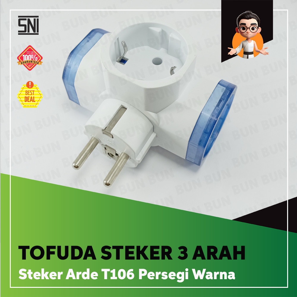 Tofuda SNI T106 Ground T Plug Without Switch/Plug/Color Square Ground T ...