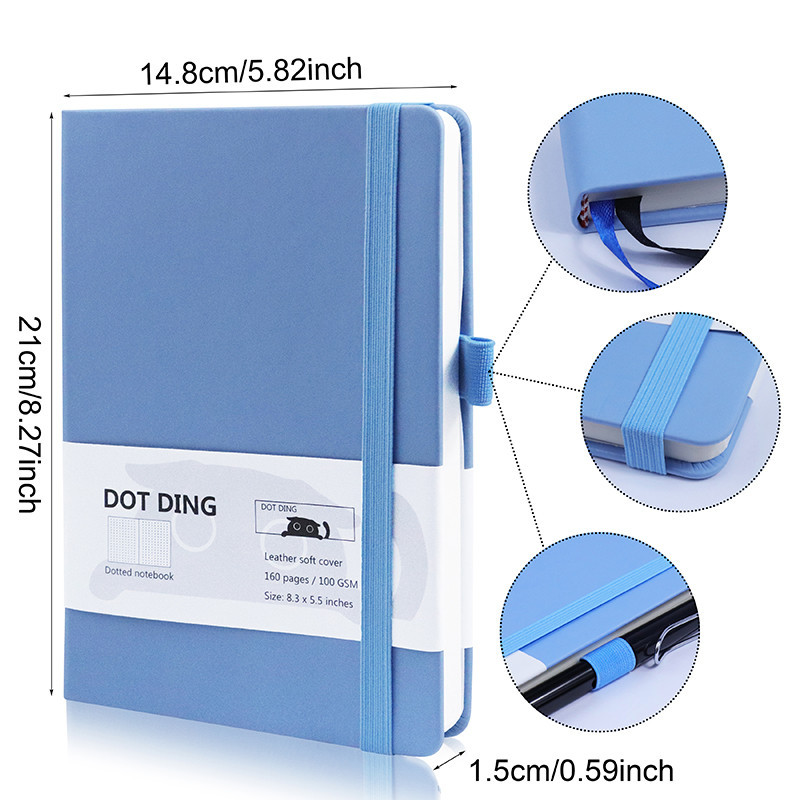 New BUJO Notebook Journal Dots Pages A5,leather Softcover,160 Pages ...