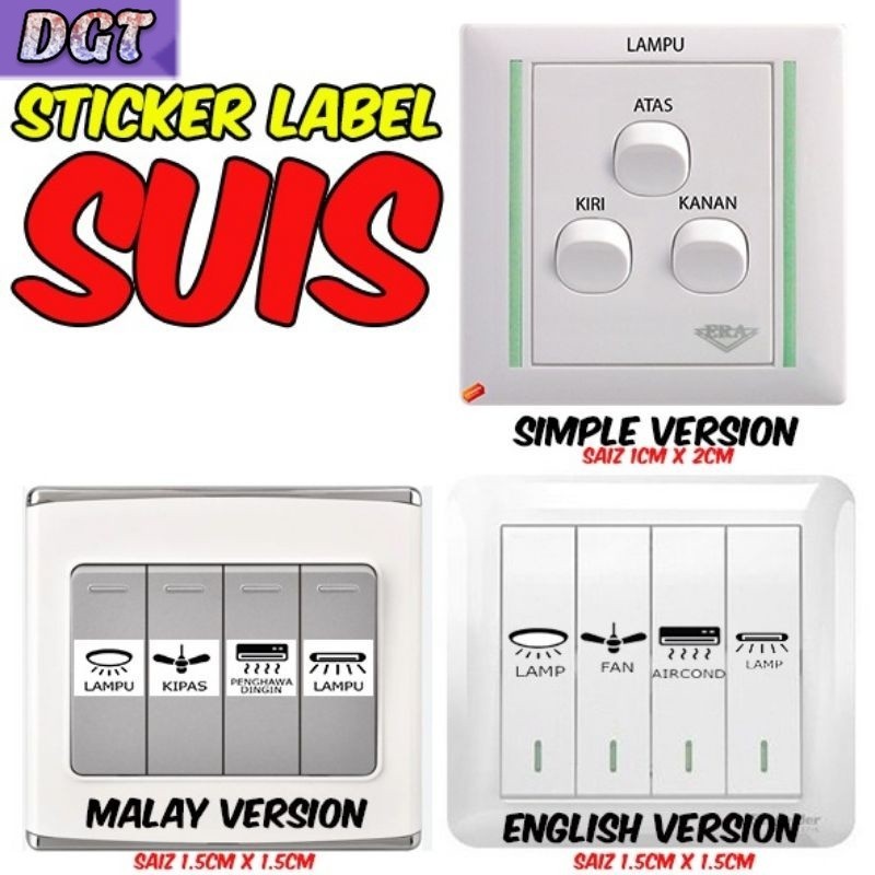 DGT Sticker Label Barang Rumah Plug Stiker Home Decor Suis Dapur ...