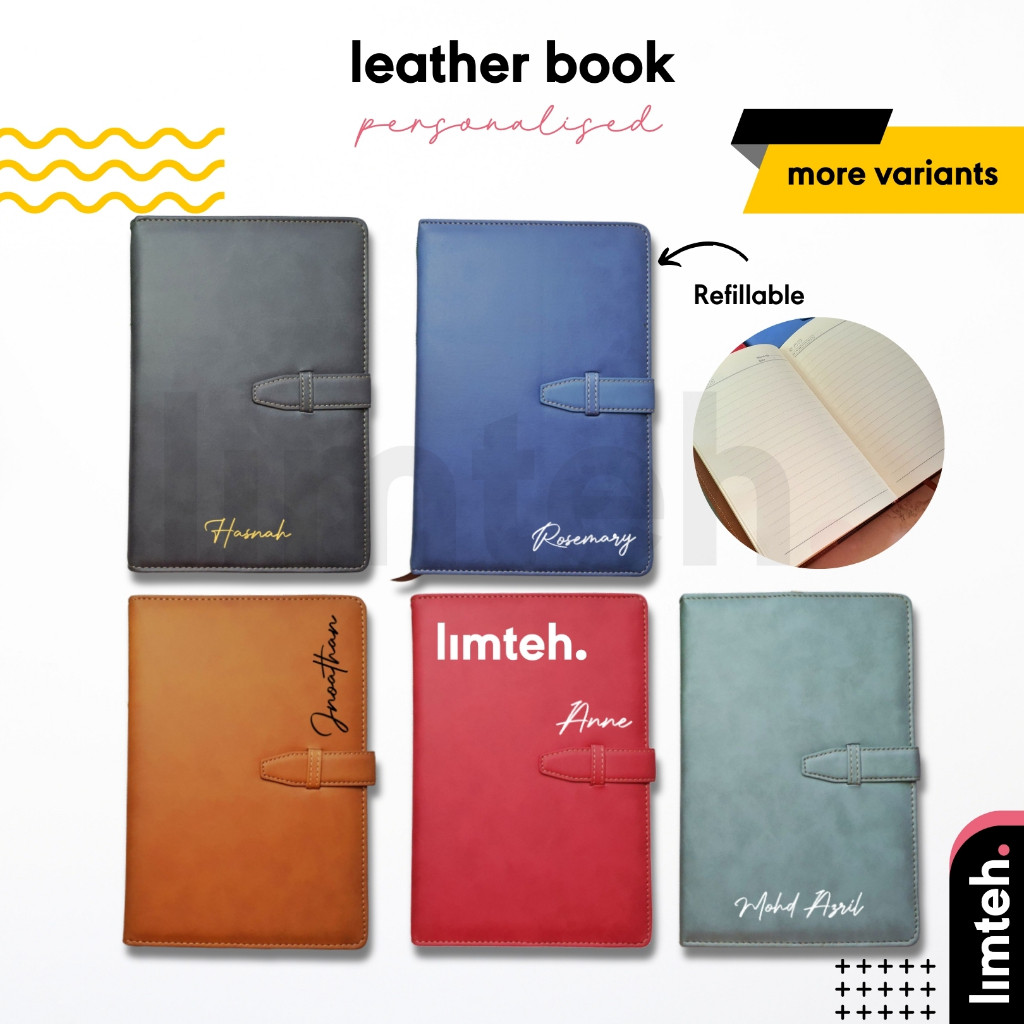 Personalised A5 Leather Notebook with initials Name | Christmas Gift ...