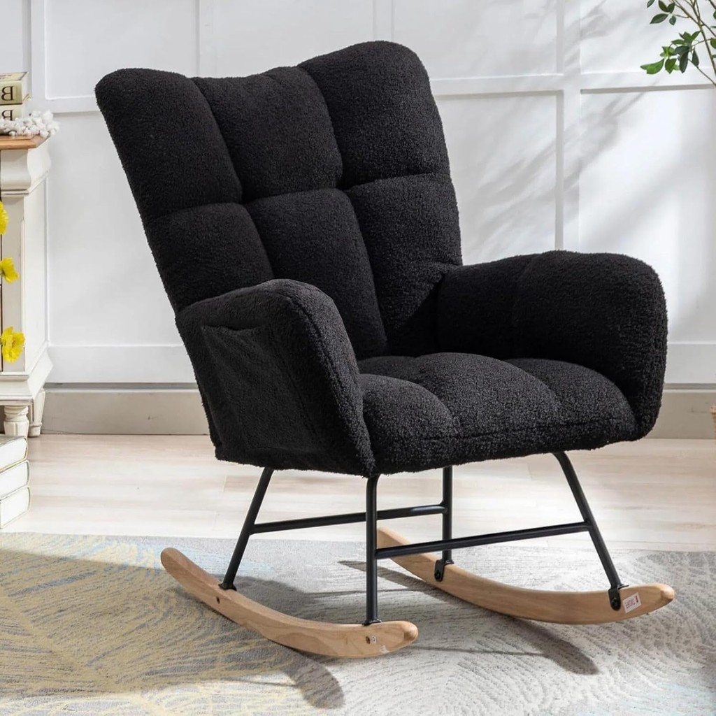 Nursery Rocking Chair Teddy Upholstered Glider Rocker Rocking Accent ...