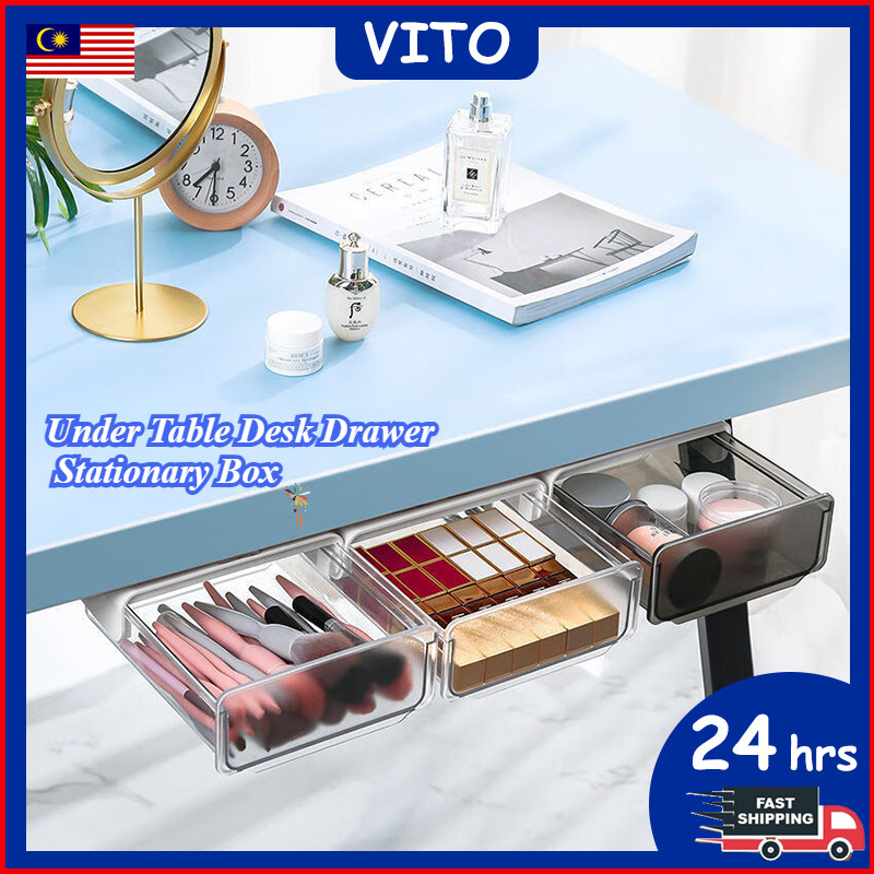 Under Table Desk Drawer Stationary Box Self-adhesive Under Drawer ...