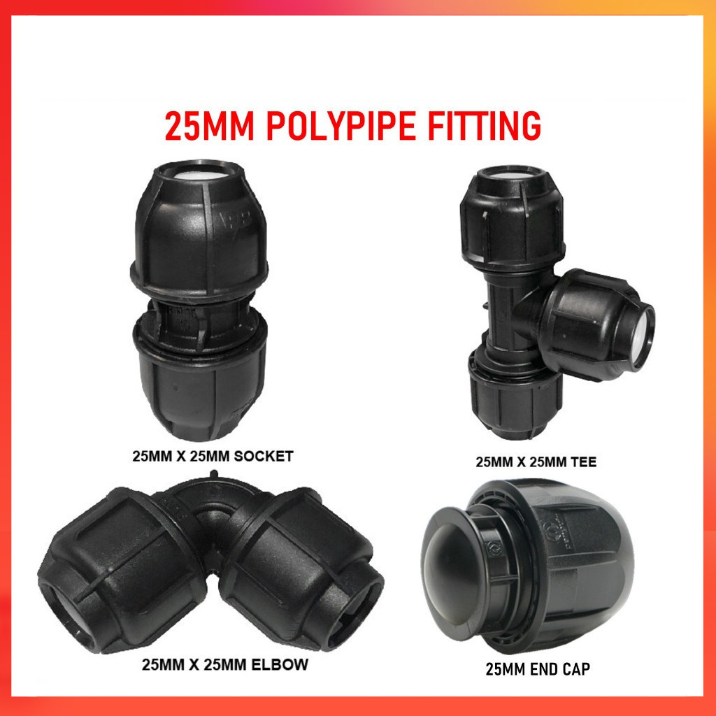 【Ready Stock】NEXON 25MM Poly Equal Elbow Tee Socket End Cap / HDPE Poly ...