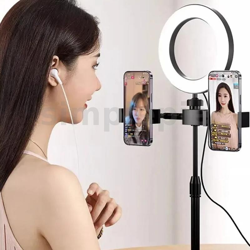 Classic Dual Phone Mount+Fill Light Desktop Floor Stand for Live ...