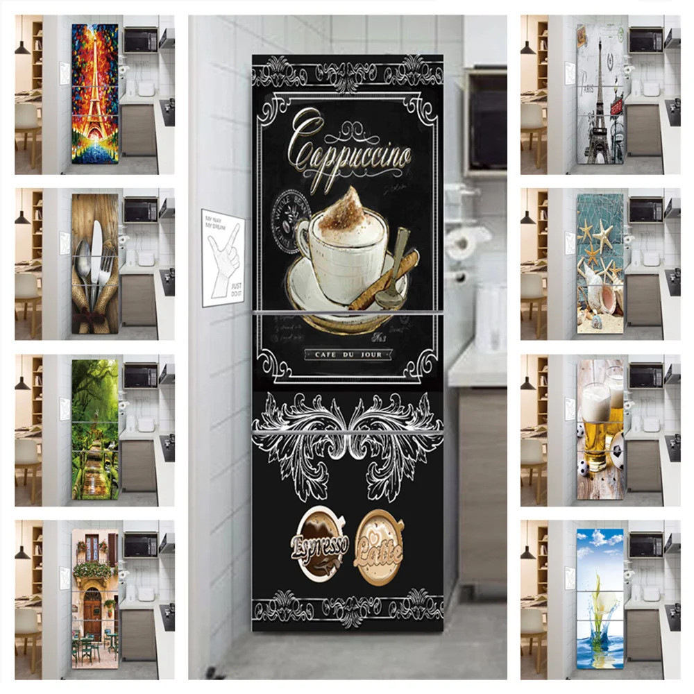Custom Kitchen Refrigerator Stickers Self-adhesive Fridge Wallpaper ...