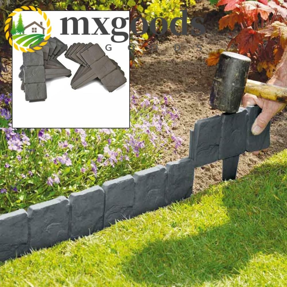 MXGOODS Plant Border Pathway Plastic Fence Stone Effect Flower Bed