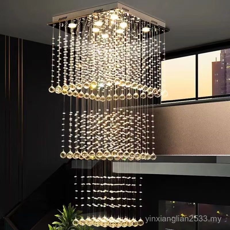 Duplex Building Living Room Chandelier Square Hotel Villa Modern ...
