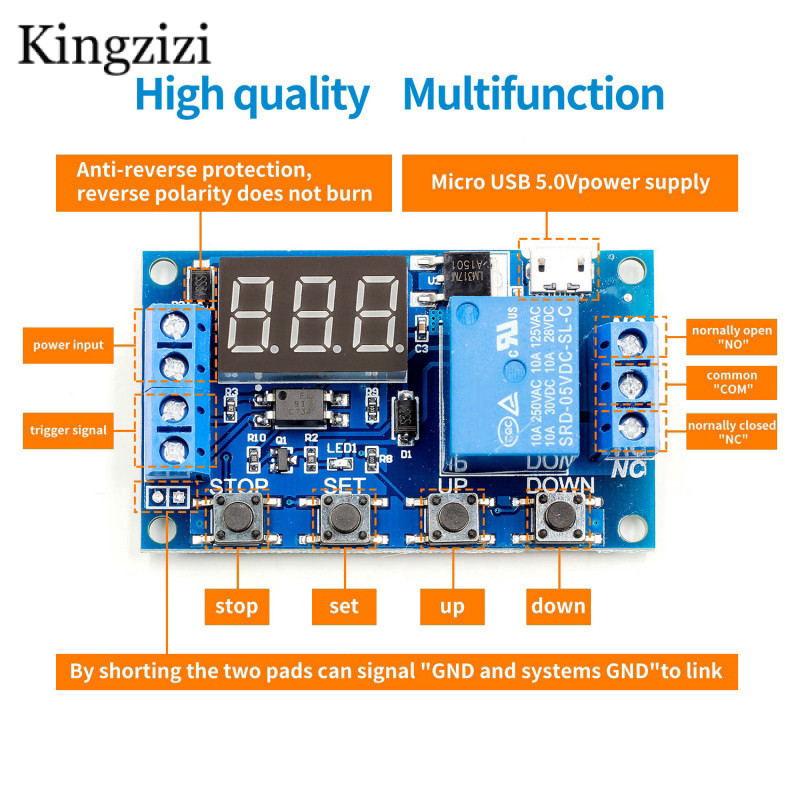DC 6-30V LED Light Digital Time Delay Relay Trigger Cycle Timer Delay ...
