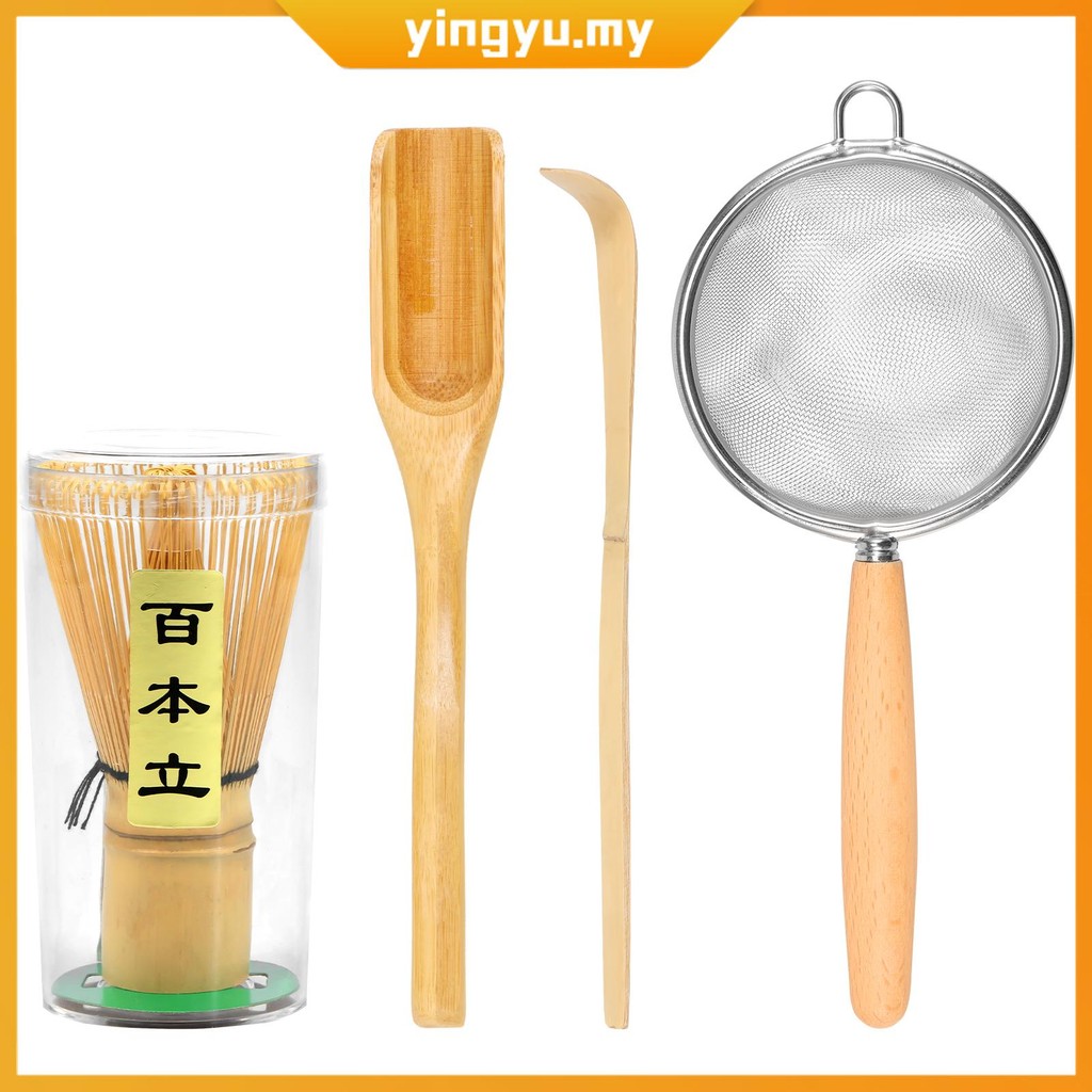 4Pcs Matcha Whisk Set Matcha Tea Set Handmade Wood Matcha Whisk Tea