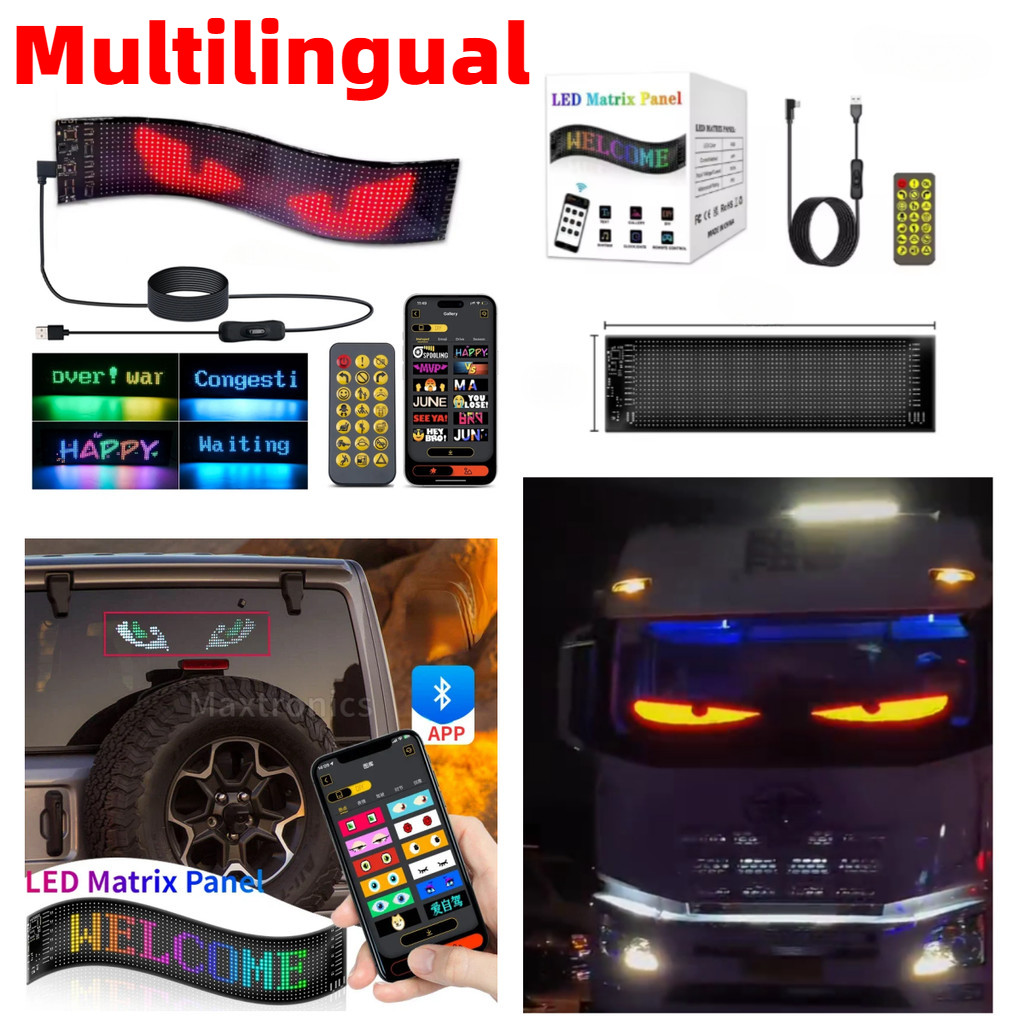 Multilingual LED Car Display Screen USB 5V Message Scrolling Sign Board ...