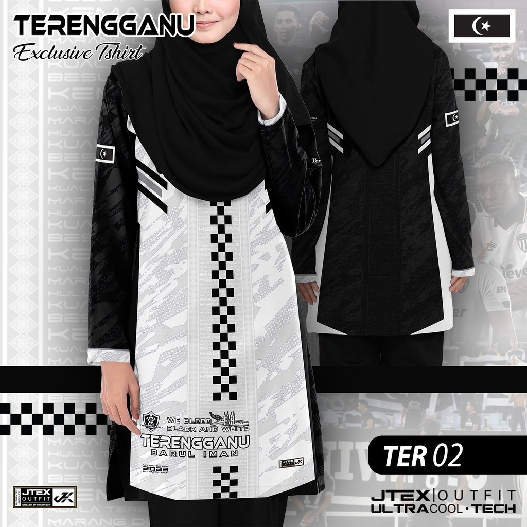 TERENGGANU Black and White Check Fully Sublimated Printed T-Shirt ...