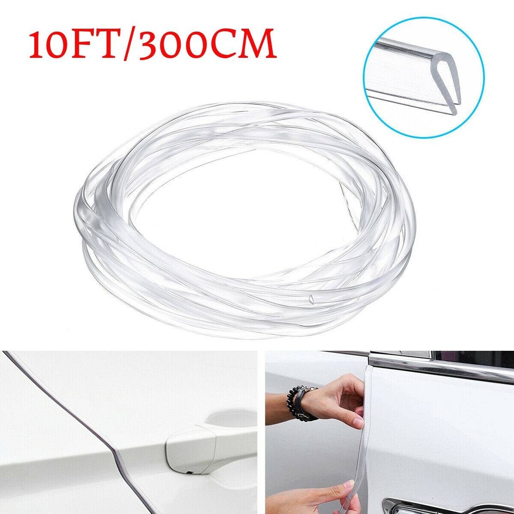 [WELV] 10ft Clear Strip Car Door Edge Trim Molding Rubber Guard Scratch