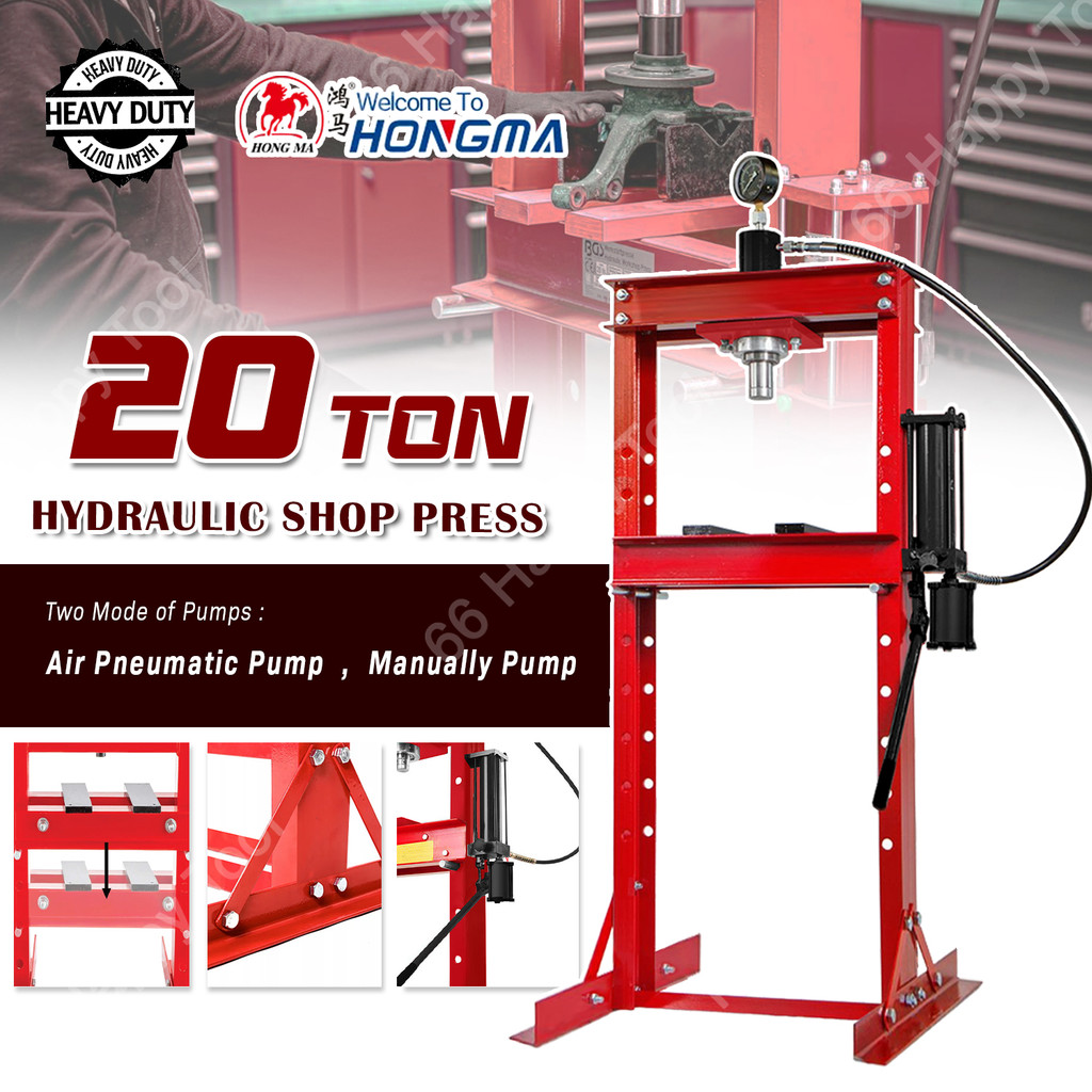 20Ton Hydraulic Shop Press Gauge Manual Pneumatic Floor Press Car ...