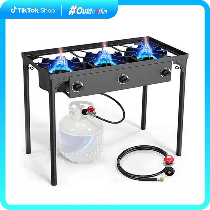 [Outdoorfun]3 Pembakar Dapur Gas Propana Luaran, GEEKHOM 225,000 BTU ...