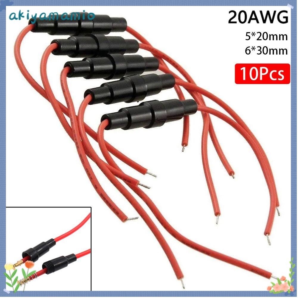 AKIYAMAMIO 1/10Pcs Glass Fuse Holder, 5*20mm 6*30mm with 20AWG Wire ...