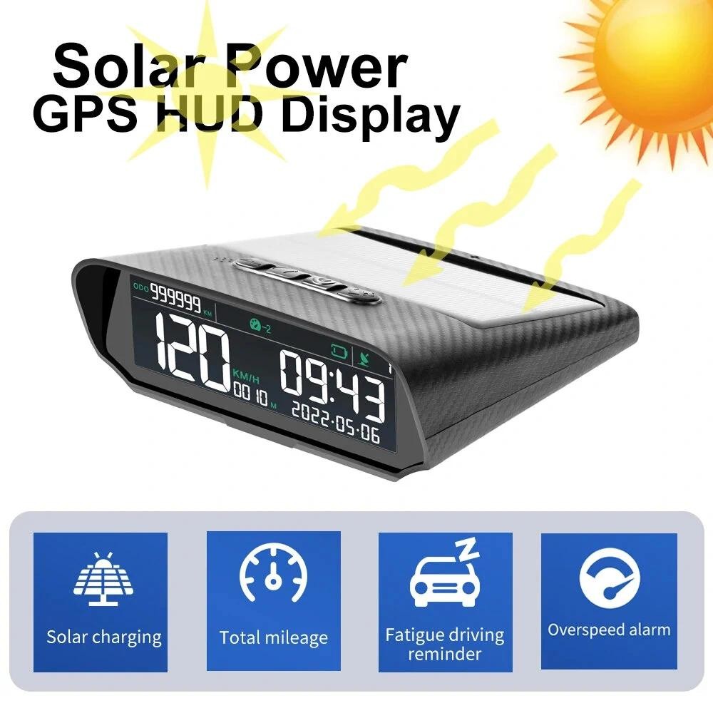 Car Solar GPS Head Up Display Wireless Speedometer Display Speed Time ...