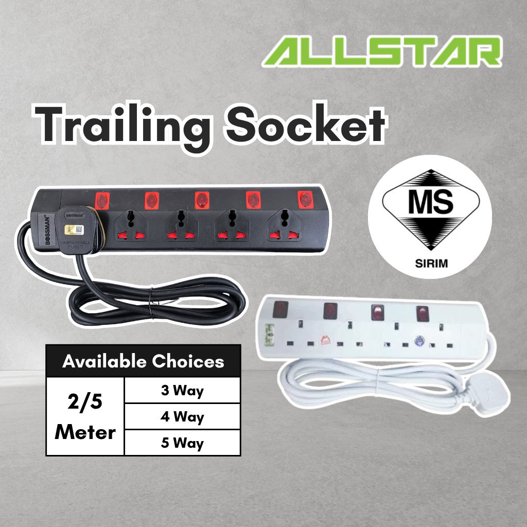 【SIRIM】Trailing Socket 3/4/5 Way 2/5 Meter Premium Extension Socket ...