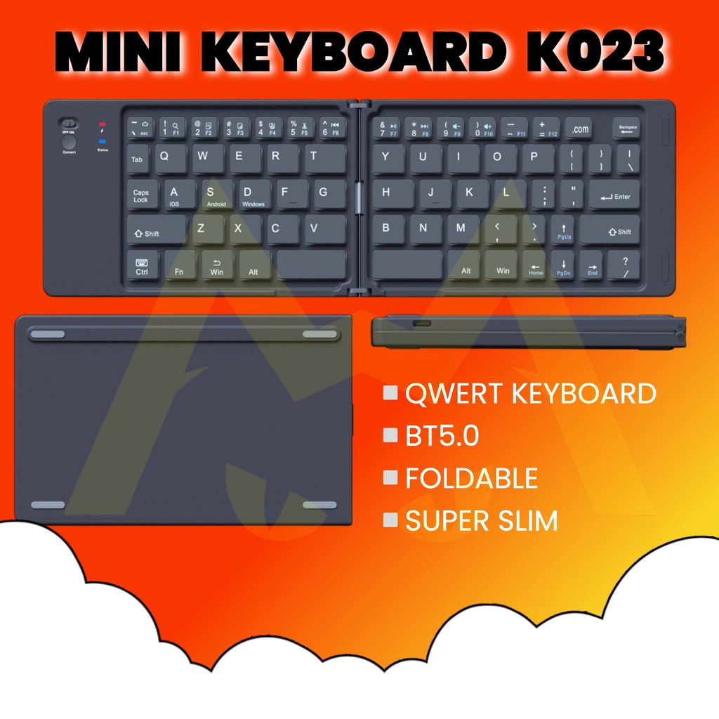 Papan Kekunci Wireless Bluetooth 5.0 Foldable Keyboard K023 Portable ...