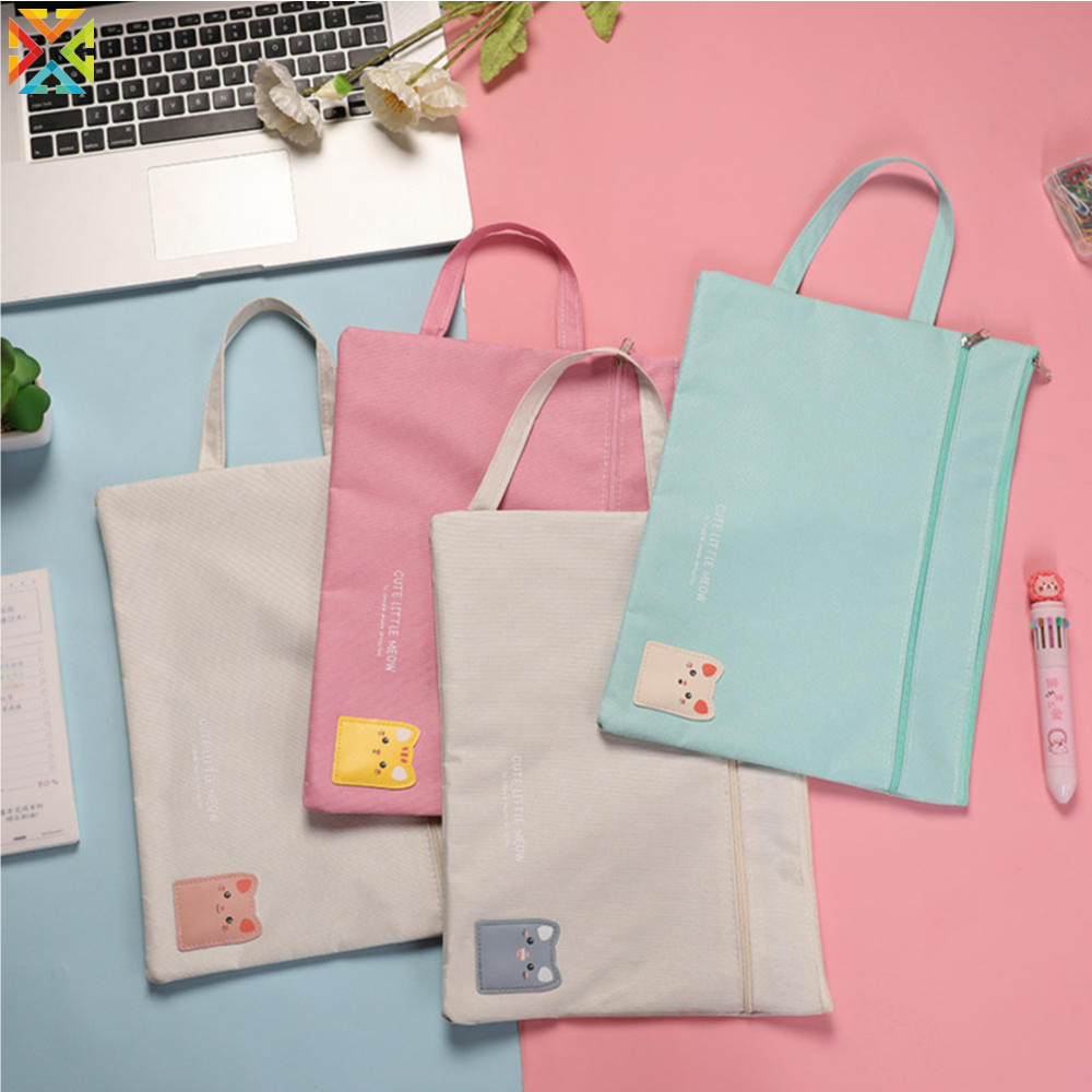 Cute Cartoon File Folder Handheld File Bag Oxford Cloth A4 Double Layer ...