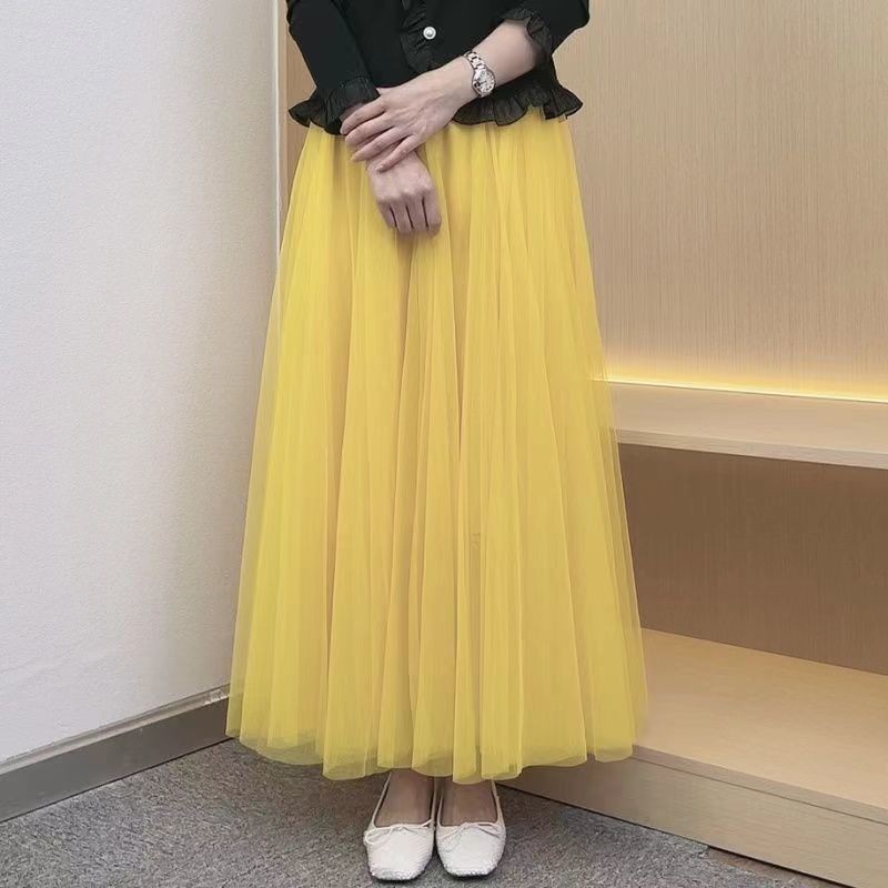 Gauze Skirt High End Dance Skirt 2024 Spring All Match Princess Skirt Preppy Large Swing Pettiskirt Net Gauze Skirt High End Dance Skirt 2024 Spring All Match Princess Skirt Preppy Large Swing Pettisk...