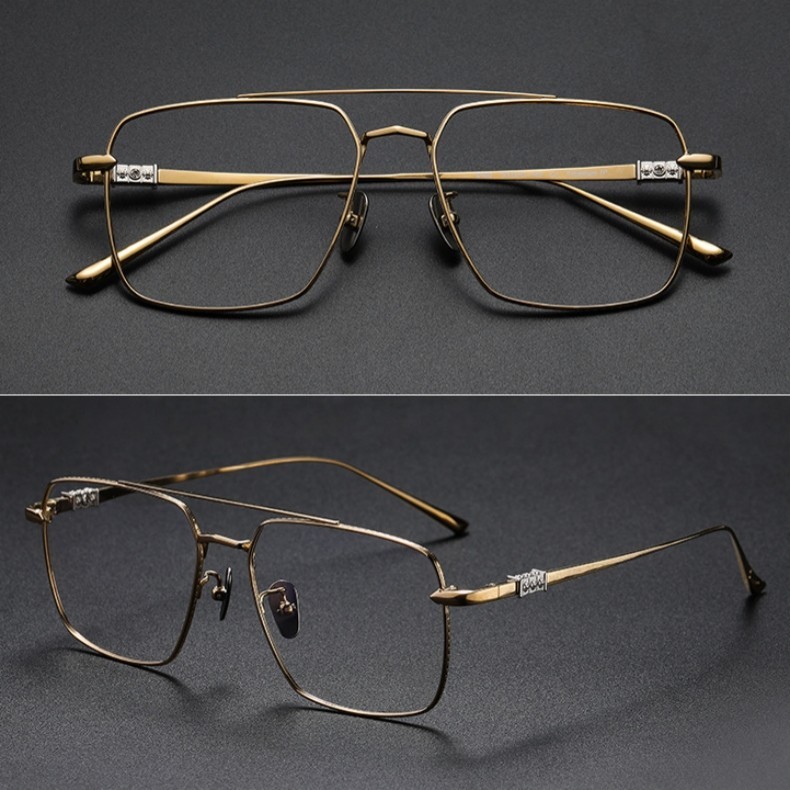 Pure Titanium Glasses Frame Large Frame Double Beam Spectacles Men ...