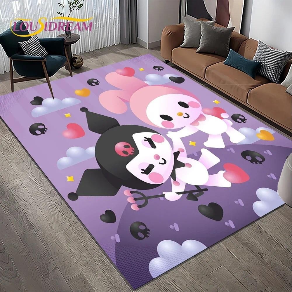 3D Cute Kuromi Cartoon Girl Rug Carpet for Living Room Bedroom Home ...