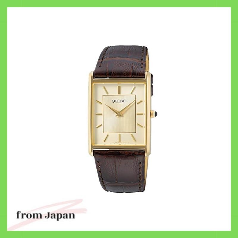 Seiko SEIKO Men s Square Design Quartz Watch SWR064 Champagne Gold Dial Brown Leather Band Parallel Import Shopee Malaysia