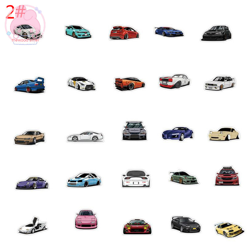 thewoodfamer 50Pcs JDM Automotive Car Graffiti Sticker Guitar Suitcase ...