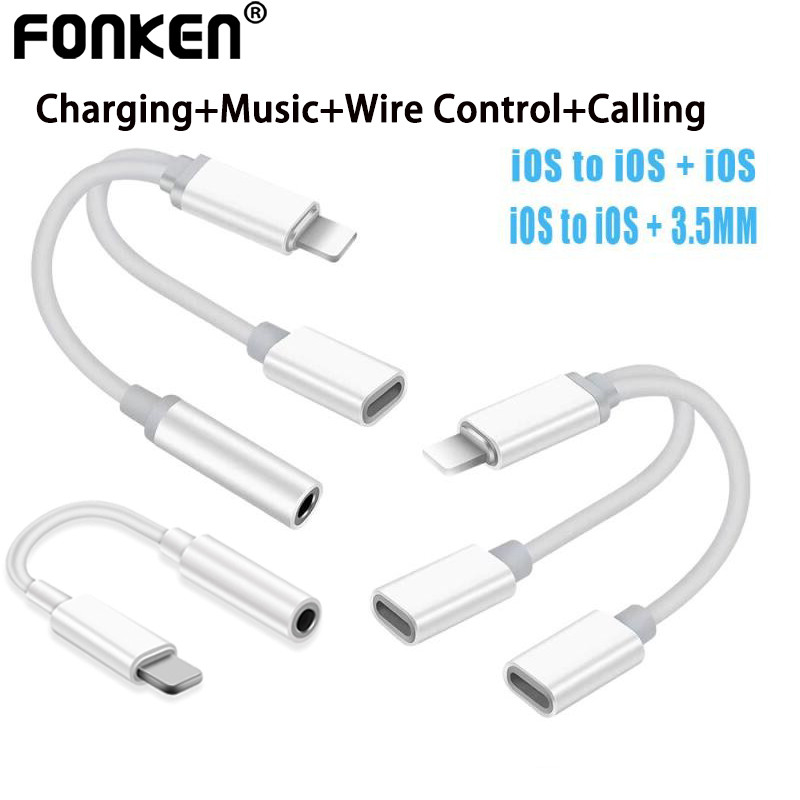 Fonken 2 in 1 IOS Earphone Adapter Charging Converter IOS To 3.5mm iOS ...