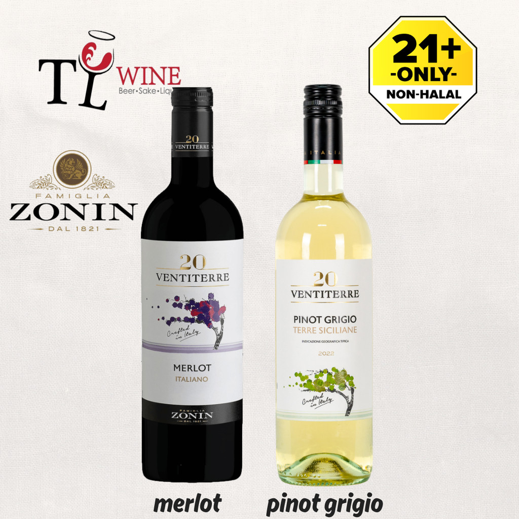 Zonin 20 Ventiterre Pinot Grigio Terre Siciliane/Merlot Veneto IGT ...