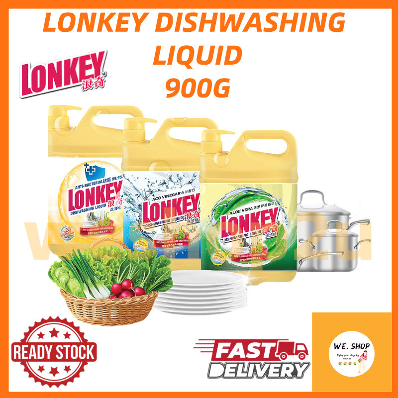 【READY STOCK】Lonkey Dishwashing Liquid 900g Aloe Vera/Aco Vinegar/Anti ...