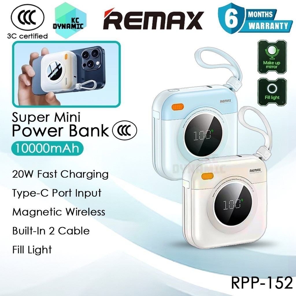 【3C Certified】Remax RPP-152 10000mAh Powerbank Magnetic Wireless Power ...