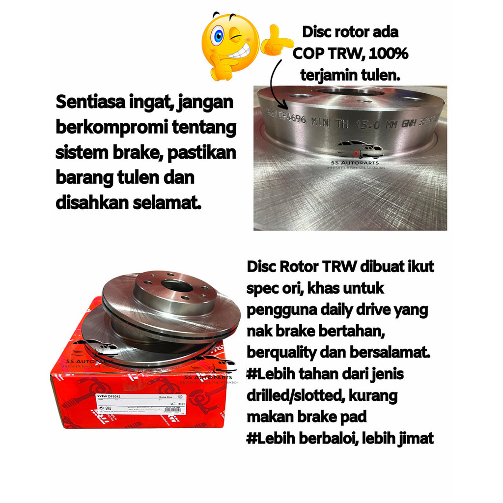 TRW Persona Old Model, Satria Neo, Gen-2 Rear Disc Rotor 2 PCS & Disc ...