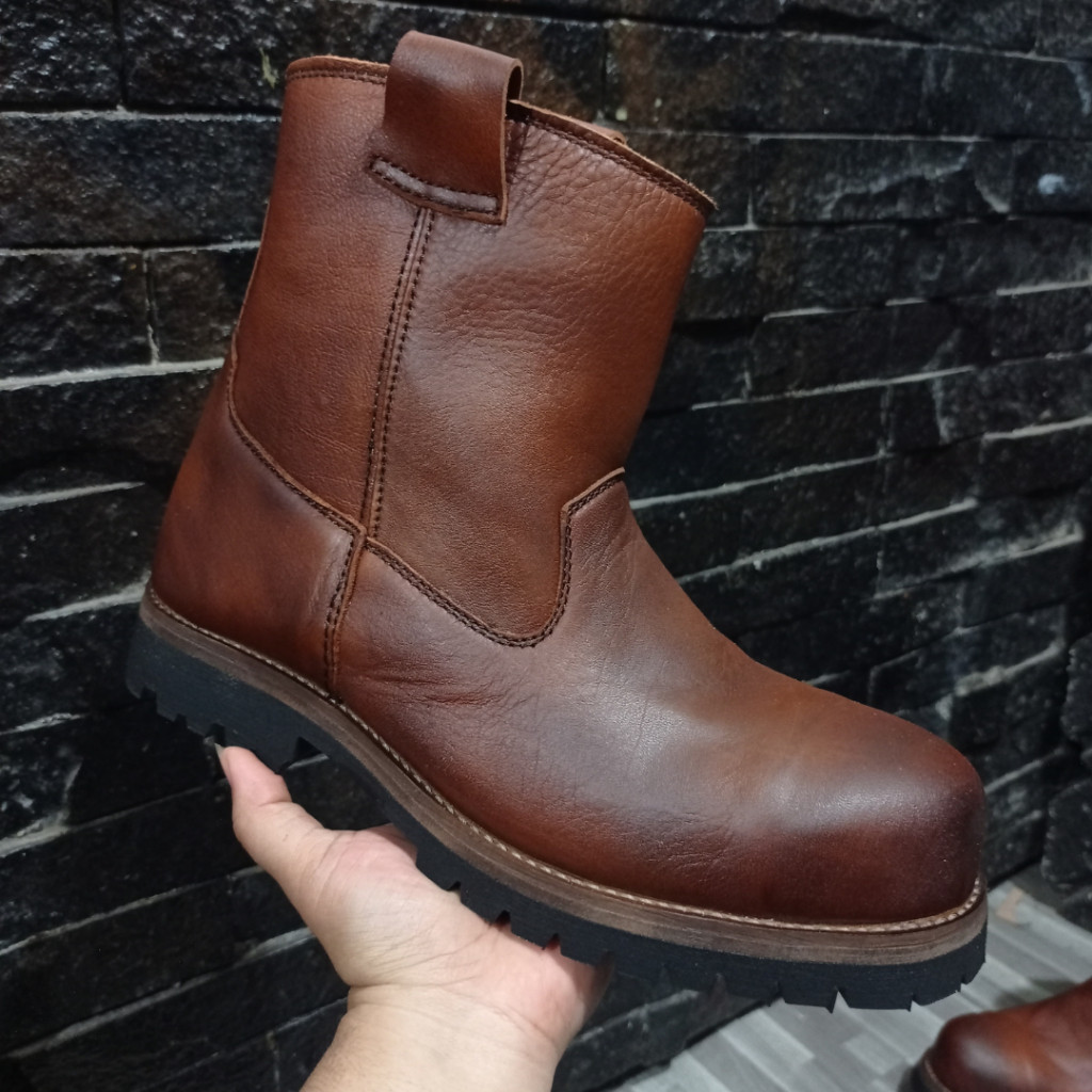 MONEY BACK GUARANTEE! Black Leather Middle Pecos Project Safety Boots ...