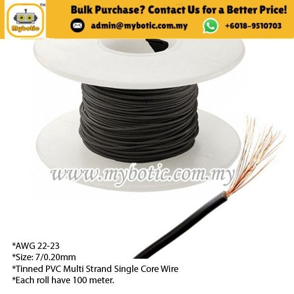 Tinned PVC Multi Strand Single Core Multicore Wire AWG 22-23 (7/0.2mm ...