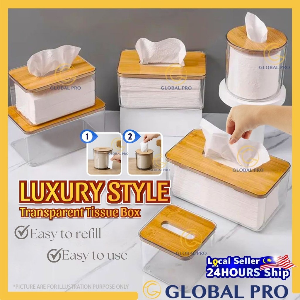 Tissue Holder Wood Cover Bamboo Nordic Style Tissue Box Tisu Tandas 纸巾 ...