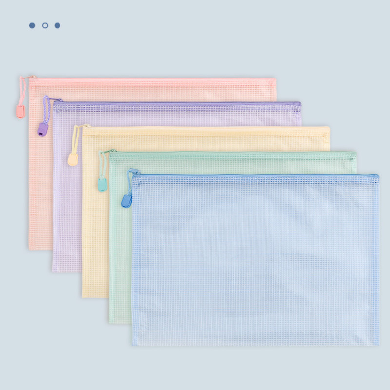 Macaron A4 File Bag Waterproof Mesh Storage Bag Organizer Document Bag ...