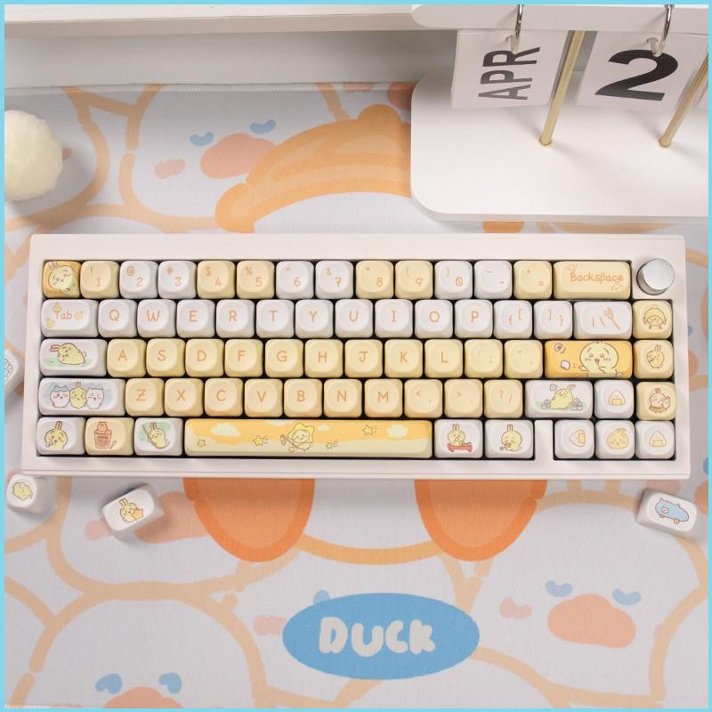 RUN Chiikawa Usagi Yellow keycaps MOA profile PBT Cute Cartoon Round ...