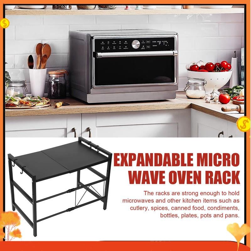Expandable Microwave Oven Rack, 2-Tier Adjustable Kitchen Countertop ...