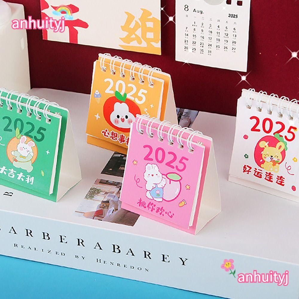 LANJ Desktop Paper Calendar, July 2024- December 2025 Rabbit Pattern To ...