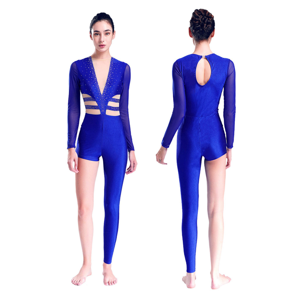 Long sleeve rhinestone jumpsuit sales