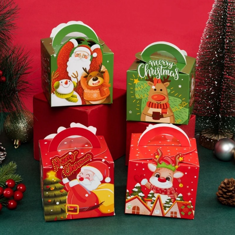 Christmas Cake Boxes Paper Christmas Candy Cookie Box Santa Claus ...