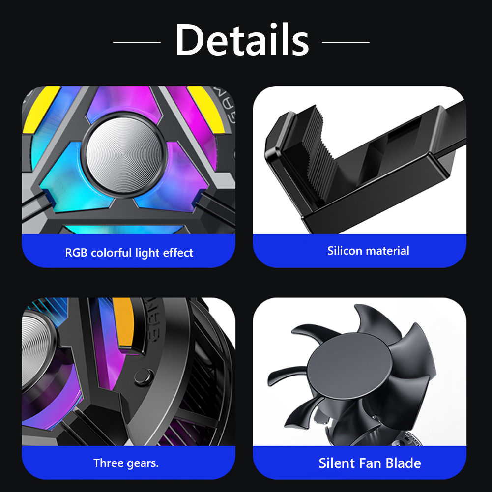 Magnetic & Back Clip Mobile Phone Cooling Radiator 3 Modes Adjustable ...