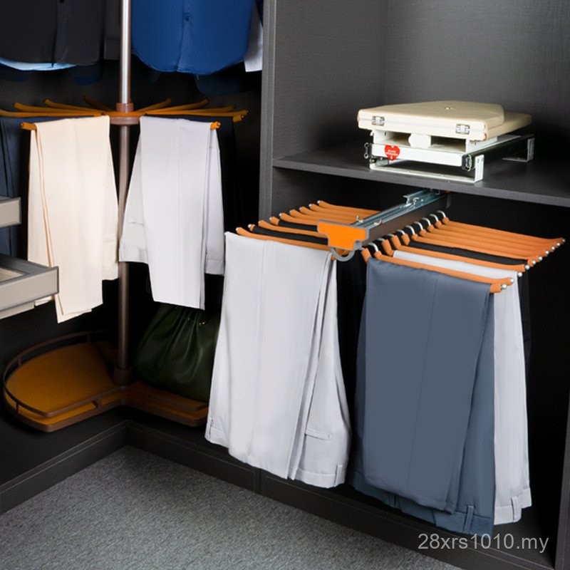 W1TR Pants Rack Wardrobe Built-in Household Retractable Slide Rail Pull ...
