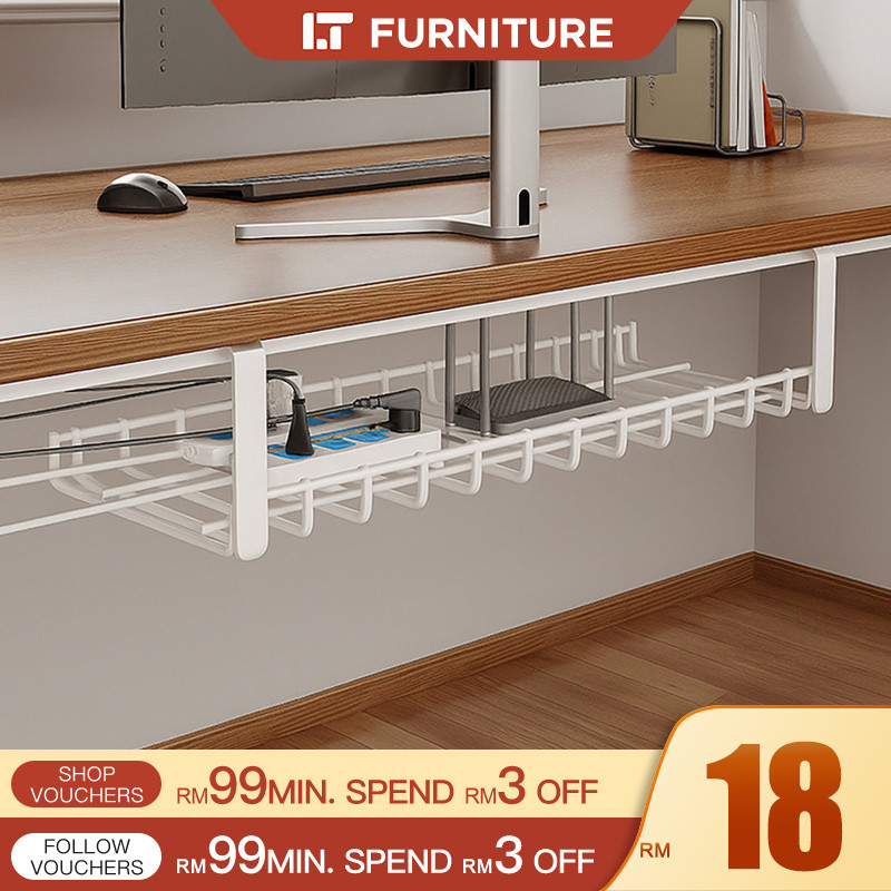 Rak Bawah Meja Cable Management Under Desk Wire Organizer Metal Cable ...