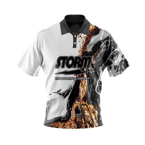 Storm Black And Gold Liquid Marble Quick Ship CoolWick Bowling Jersey ...