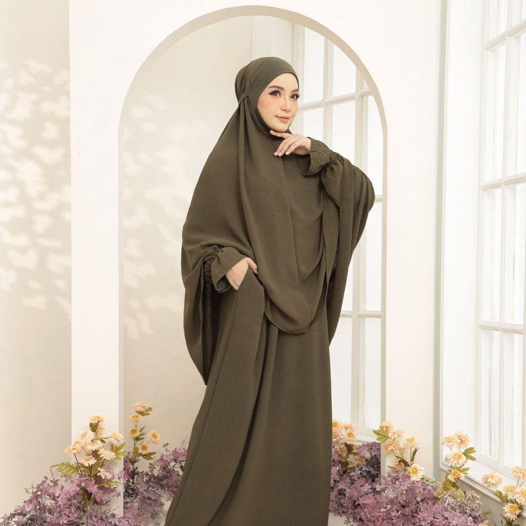ARFA - Mini Telekung + Jubah Set Kain Ironless Premium Muslimah Awning ...
