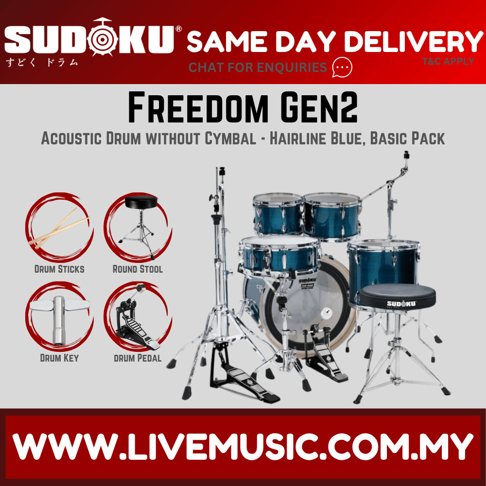 Sudoku Freedom Gen2 Acoustic Drum Set with Cymbals, Throne, Pedal ...